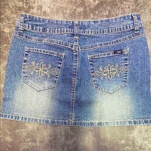 Embroidered Blue Denim Skirt